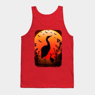 Heron Shape on Peaceful Tropical Sunset Tank Top